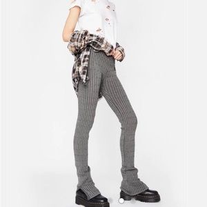 Dolls Kill Grey Ribbed Knit Leggings